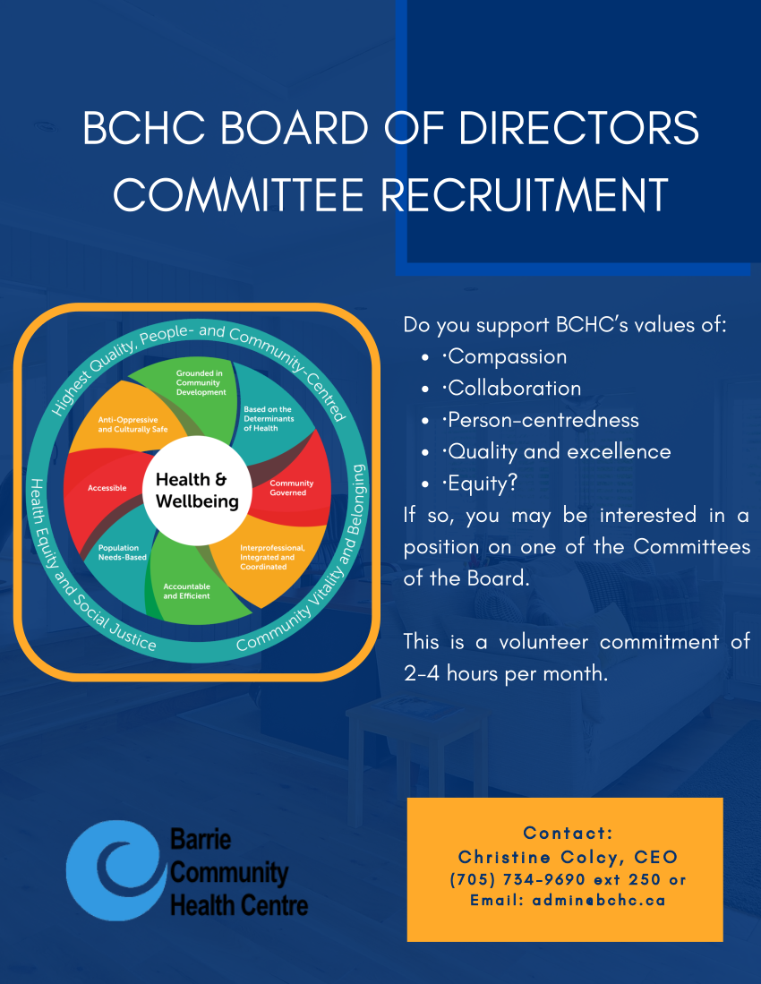 BCHC Board of Directors Standing Committee Recruitment 2023